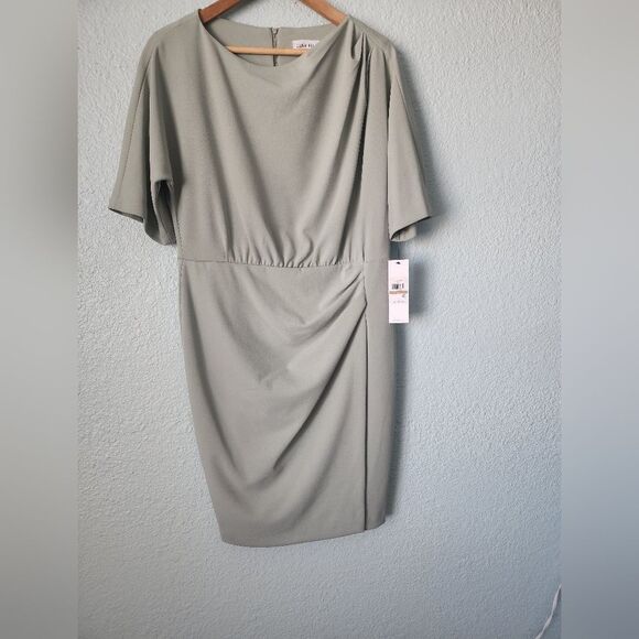 Calvin Klein Moss Light Green Midi Dress with Timeless Elegance New With Tags - Picture 3 of 12